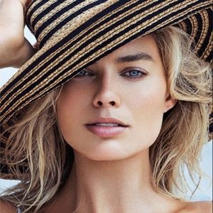 EUC Calvin Klein Striped Straw Wide Brim Packable Floppy Sun Hat OSFM